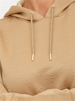 Felpa Guess Jeans donna in cotone beige in DONNA