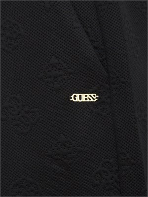 Pantalone jogging Guess Jeans donna in cotone nero logo jacquard in DONNA