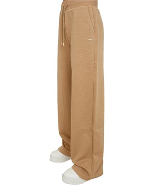 Pantalone jogging Guess Jeans donna in cotone beige logo jacquard in DONNA