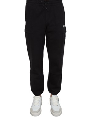 Pantalone tuta Guess Jeans uomo in cotone nero con bande logo in UOMO