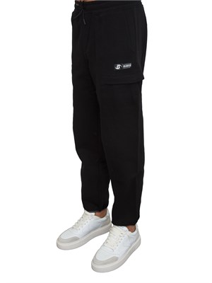 Pantalone tuta Guess Jeans uomo in cotone nero con bande logo in UOMO