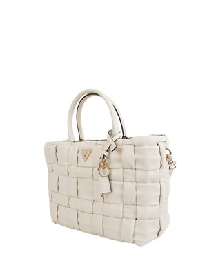 Borsa Marion Guess Jeans in ecopelle intrecciata panna in DONNA