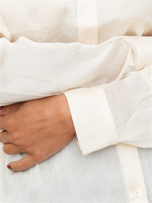 Camicia Guess Jeans donna in tessuto avorio logo jacquard all over in DONNA