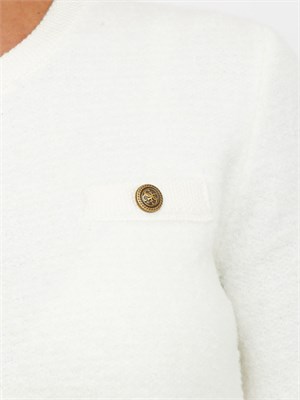 Cardigan Guess Jeans donna in maglia bianca con bottoni in DONNA