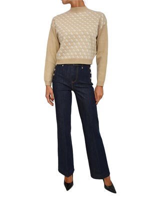 Maglia Guess Jeans donna in misto lana beige logo all over in DONNA