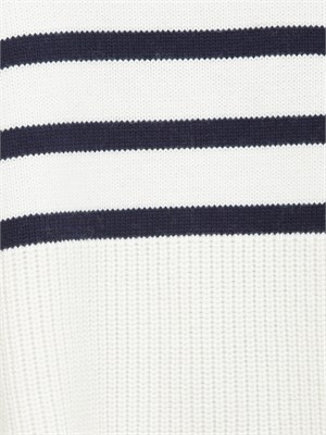 Maglione Guess Jeans donna in misto cotone righe bicolor panna e blu in DONNA