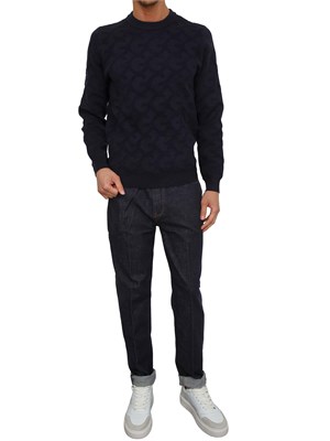 Maglia Guess Jeans in maglia blu lavorazione jacquard in UOMO