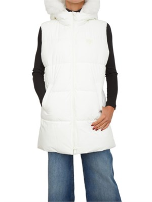 Gilet da sci Guess Jeans in tessuto impermeabile bianco in DONNA