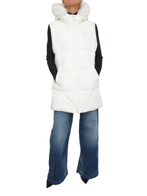 Gilet da sci Guess Jeans in tessuto impermeabile bianco in DONNA