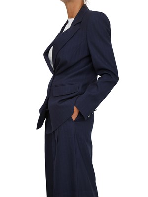 Giacca Guess Jeans donna in misto viscosa blu gessata in DONNA