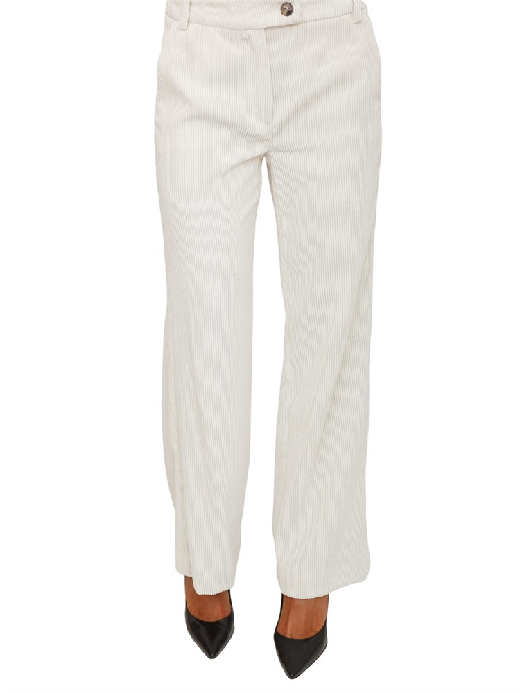 Pantalone Destino Emme Marella in velluto bianco a coste
