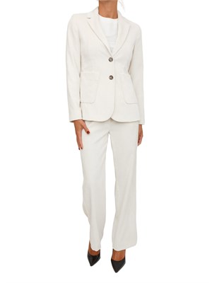 Pantalone Destino Emme Marella in velluto bianco a coste in DONNA