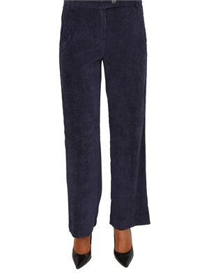 Pantalone Destino Emme Marella in velluto blu a coste in DONNA