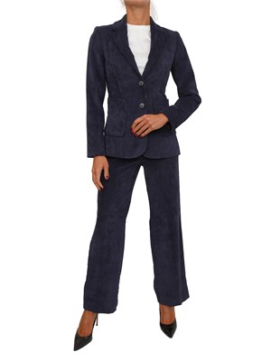 Pantalone Destino Emme Marella in velluto blu a coste in DONNA