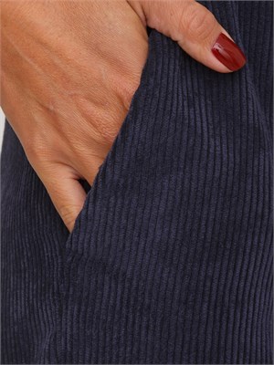 Pantalone Destino Emme Marella in velluto blu a coste in DONNA