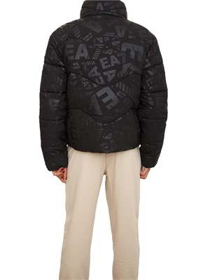 Giubbino donna EA7 Emporio Armani in nylon logo all over nero in DONNA