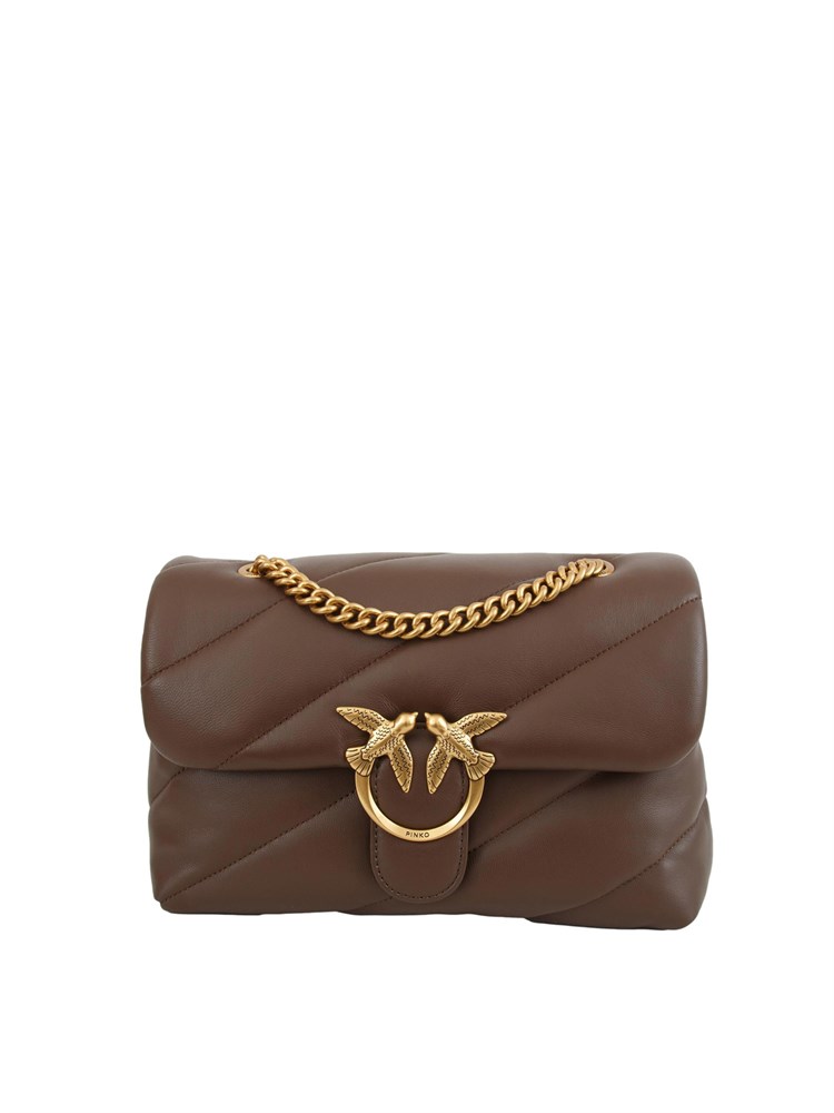 Borsa Love Bag Puff Pinko in pelle marrone