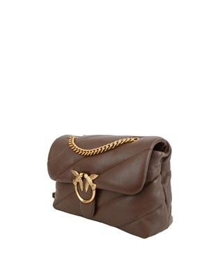Borsa Love Bag Puff Pinko in pelle marrone in DONNA