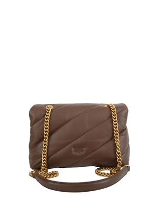 Borsa Love Bag Puff Pinko in pelle marrone in DONNA
