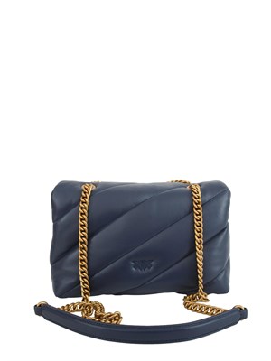 Borsa Love Bag Puff Pinko in pelle blu in DONNA