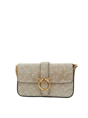Borsa Baby Love Bag Slouchy in pelle full strass oro in DONNA
