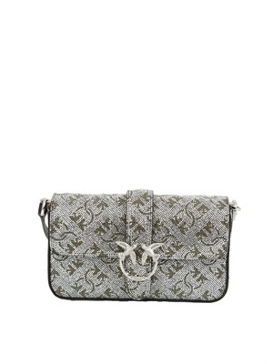 Borsa Baby Love Bag Slouchy in pelle full strass argento in DONNA