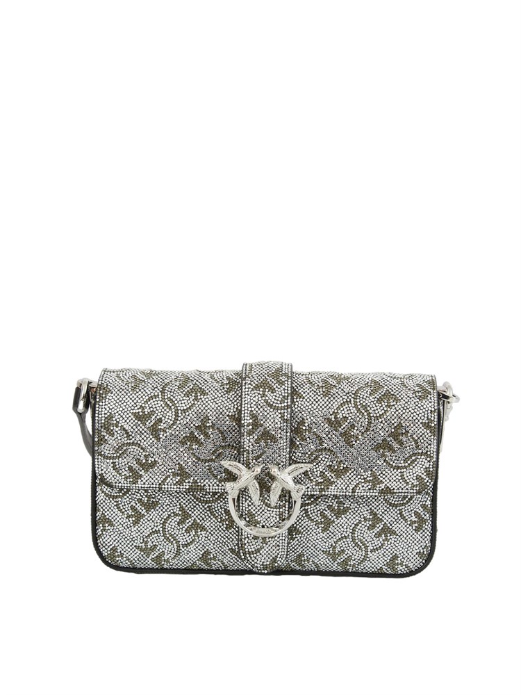 Borsa Baby Love Bag Slouchy in pelle full strass argento