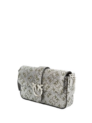 Borsa Baby Love Bag Slouchy in pelle full strass argento in DONNA