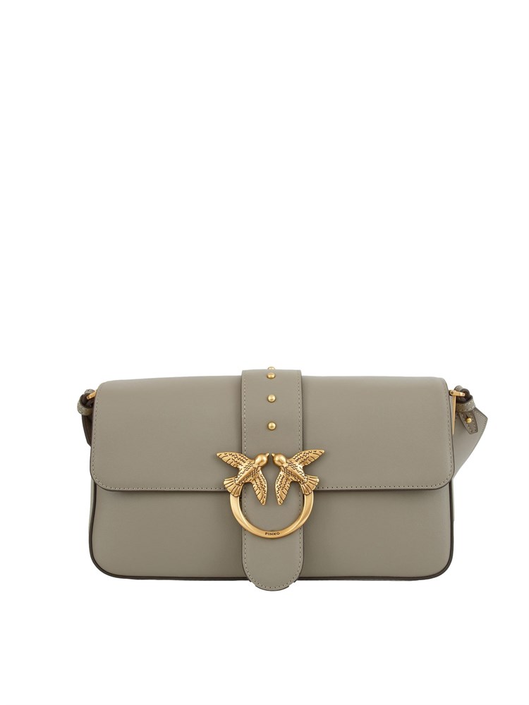 Borsa Pinko Love Bag Slouchy in pelle grigio taupe