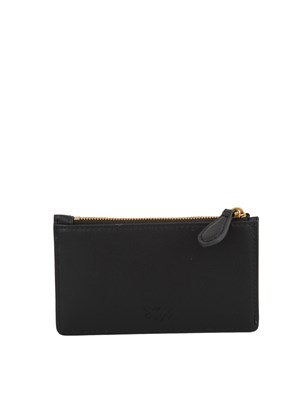 Porta carte di credito Pinko in pelle nera in DONNA