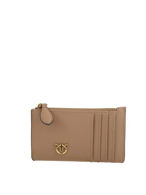Porta carte di credito Pinko in pelle beige in DONNA