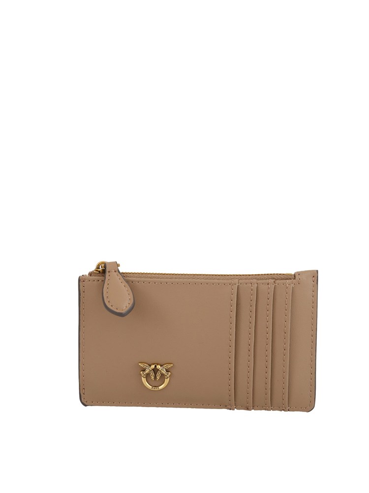 Porta carte di credito Pinko in pelle beige