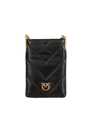 Custodia smartphone Pinko in pelle naplak lucida nera in DONNA