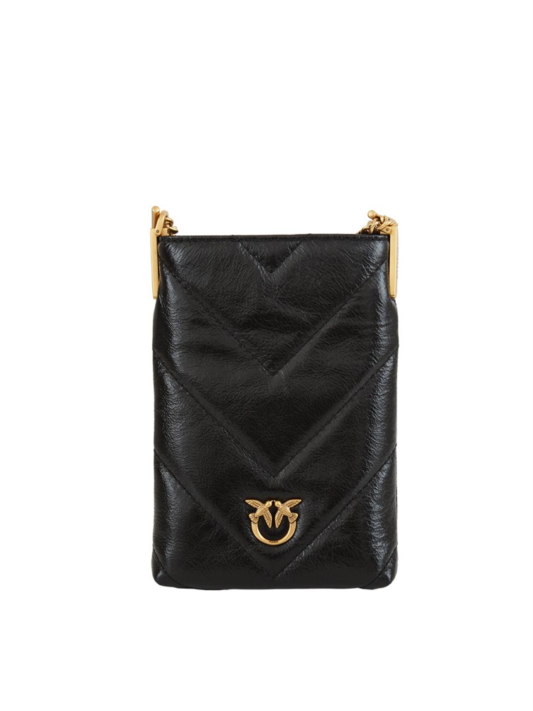 Custodia smartphone Pinko in pelle naplak lucida nera