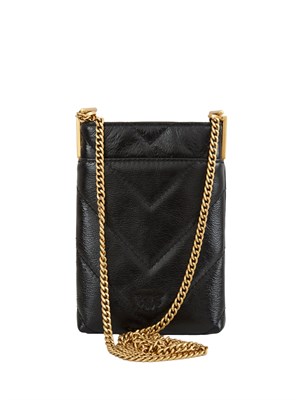 Custodia smartphone Pinko in pelle naplak lucida nera in DONNA