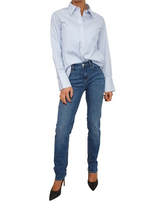 Camicia Liu Jo donna in popeline a righe azzurre incluso top abbinato in DONNA