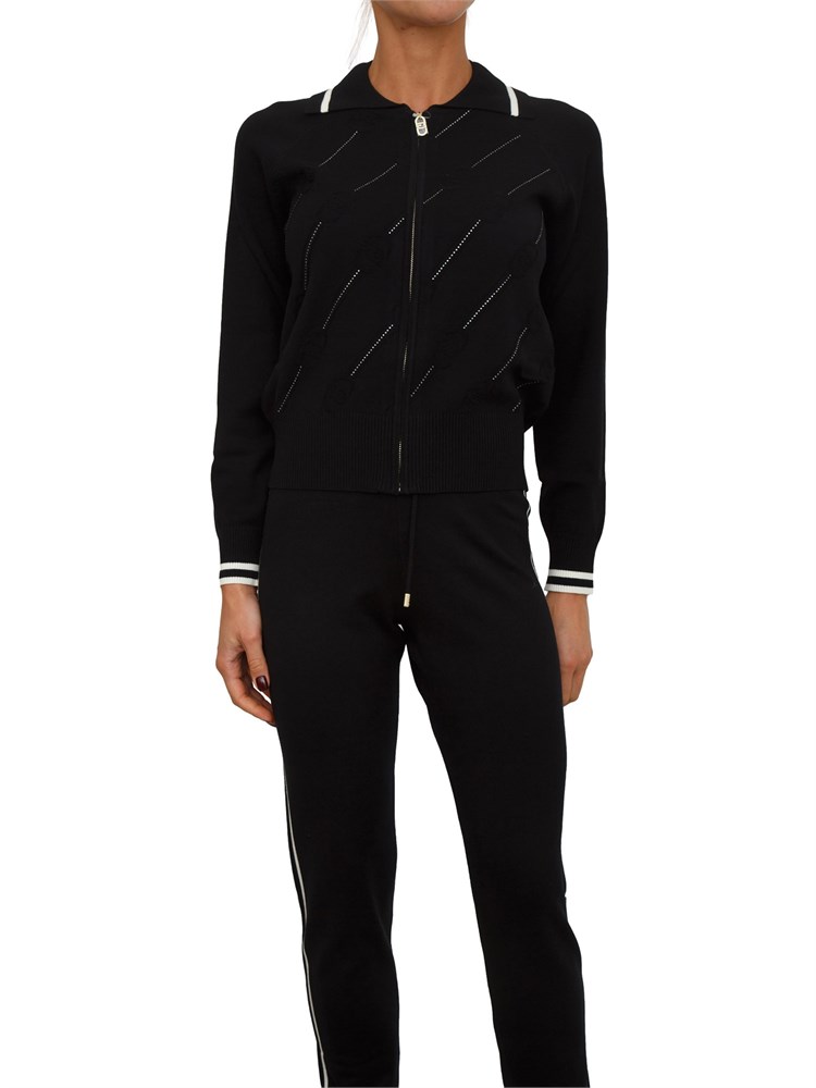 Cardigan in maglia Liu Jo donna in viscosa nera con strass