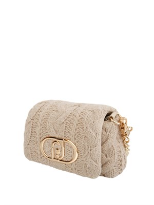 Borsa a tracolla LaPuffy Liu Jo in lana ricamata avorio in DONNA