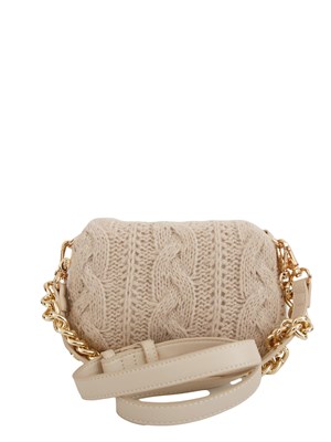 Borsa a tracolla LaPuffy Liu Jo in lana ricamata avorio in DONNA