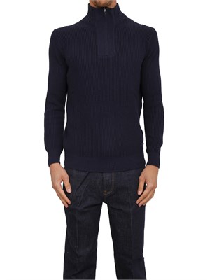 Maglia Guess Jeans uomo in viscosa blu a coste con mezza zip in UOMO