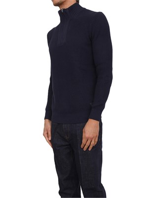 Maglia Guess Jeans uomo in viscosa blu a coste con mezza zip in UOMO