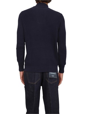 Maglia Guess Jeans uomo in viscosa blu a coste con mezza zip in UOMO