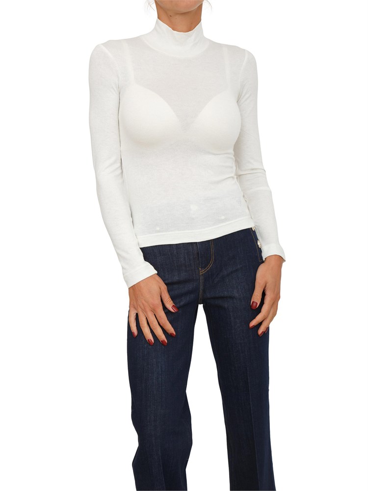 Maglia collo alto Guess Jeans donna in viscosa avorio