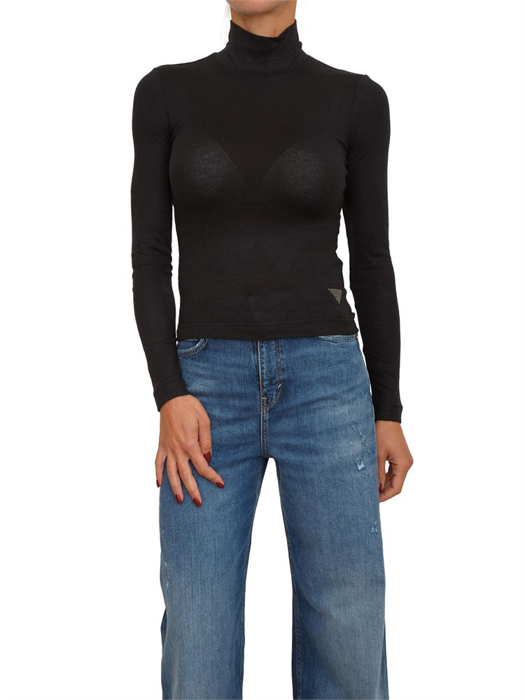 Maglia collo alto Guess Jeans donna in viscosa nera