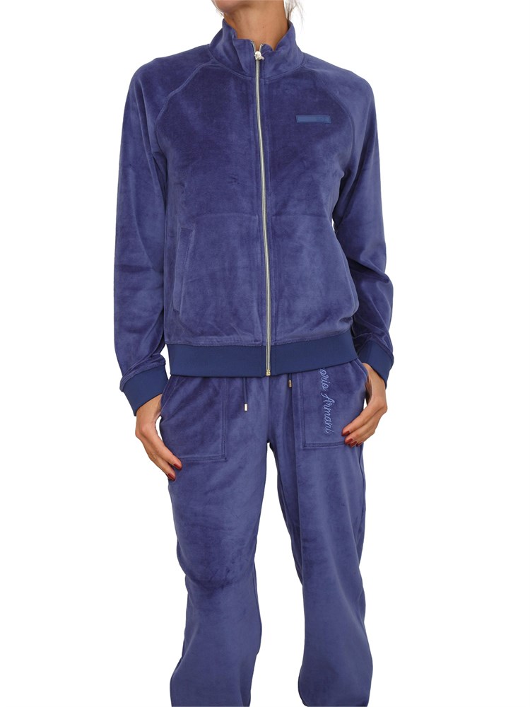 Felpa EA7 Emporio Armani in ciniglia bluette