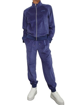 Felpa EA7 Emporio Armani in ciniglia bluette in DONNA