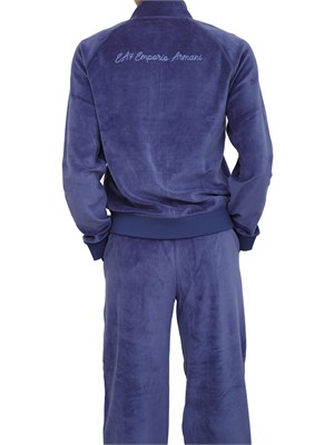 Felpa EA7 Emporio Armani in ciniglia bluette in DONNA