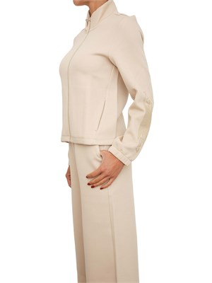 Felpa EA7 Emporio Armani in misto cotone beige con cristalli logo in DONNA