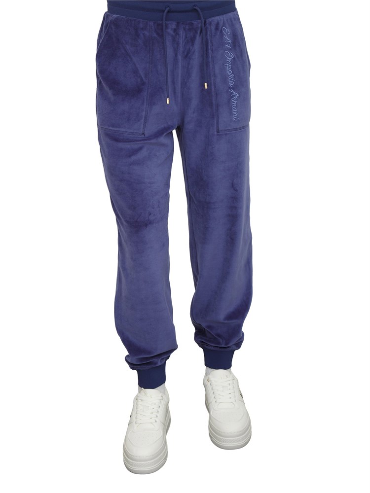 Pantalone jogging EA7 Emporio Armani in ciniglia bluette