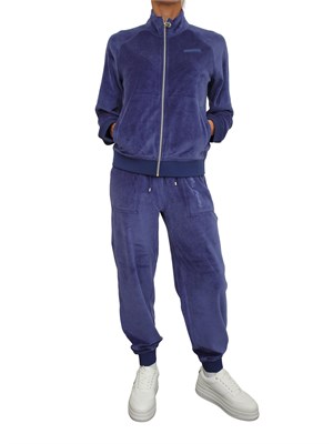 Pantalone jogging EA7 Emporio Armani in ciniglia bluette in DONNA